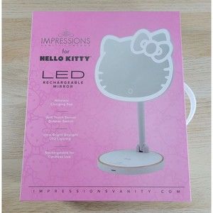 Impressions Vanity Hello Kitty Tabletop Mount LED Rechargeable Makeup Mirror NEW